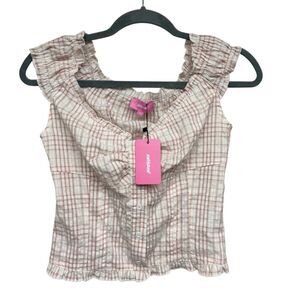 Edikted pink and white gingham blouse size small